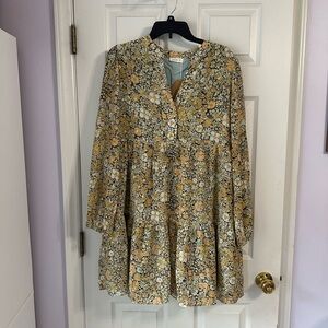 KORI GOLDEN GLOW METALLIC TIERED DRESS